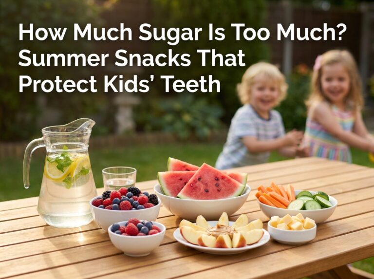 Professional illustration of How Much Sugar Is Too Much? Summer Snacks That Protect Kids' Teeth