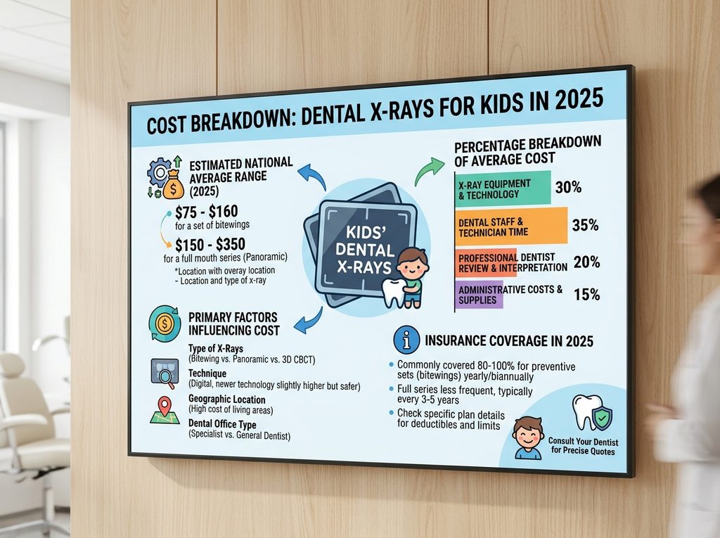Infographic on cost breakdown of dental X-rays for kids 2025