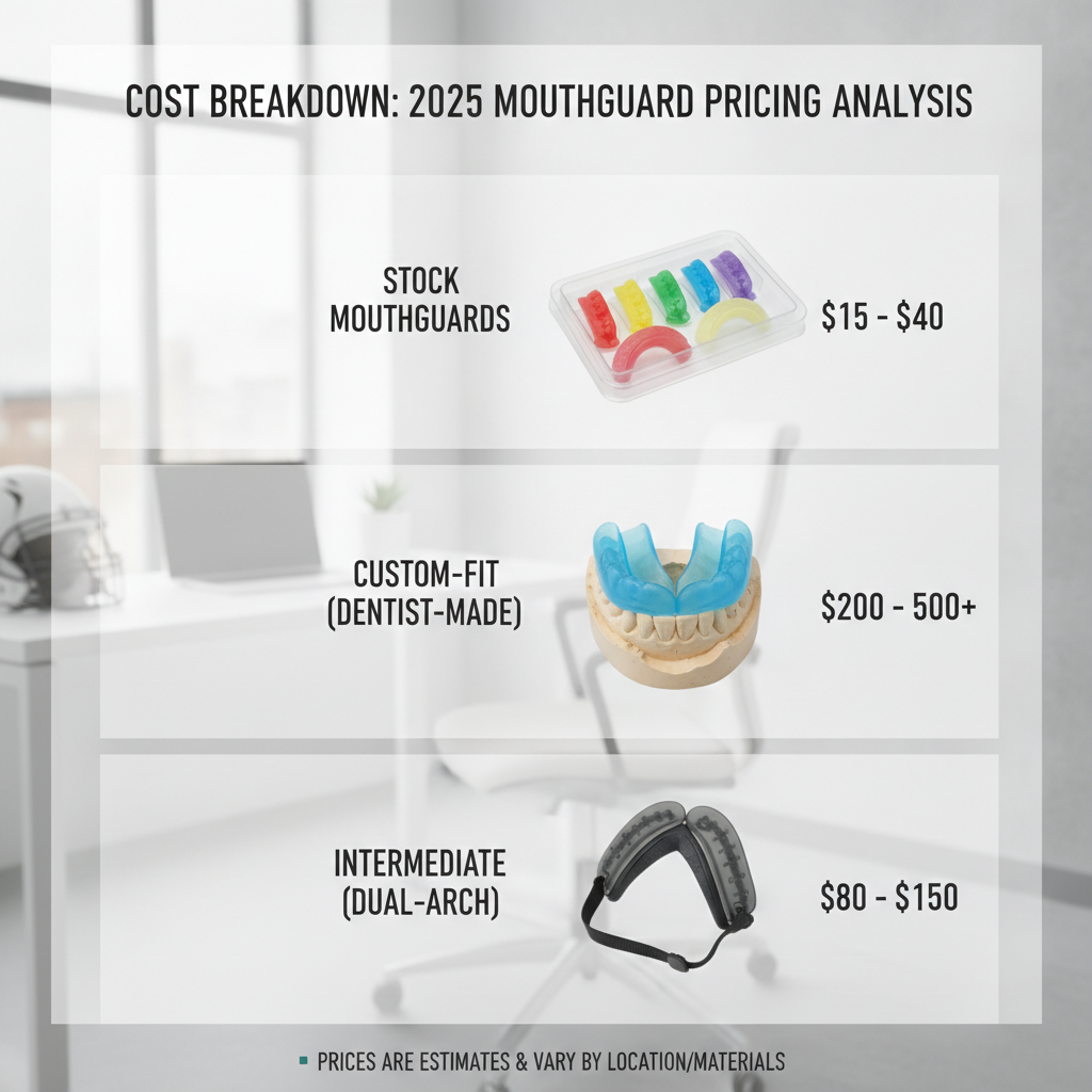 mouthguard pricing breakdown infographic with three types